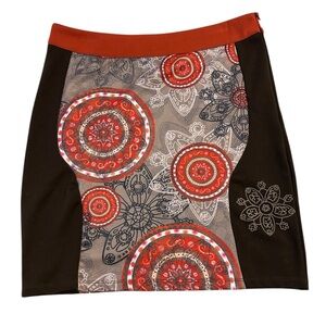 Smash! Size L fabric orange and brown side zipper shift